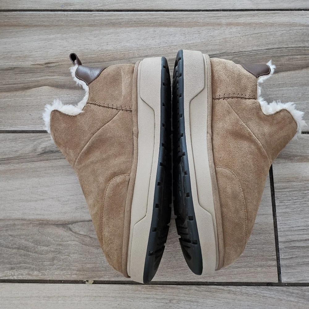 AMIRI Shearling Suede Slip On Boots Tan Fur Lined Luxury Designer Shoes Men's 13